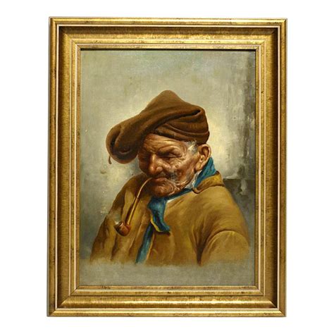 Antique Italian School Oil Painting on Board Portrait of an Old Man ...