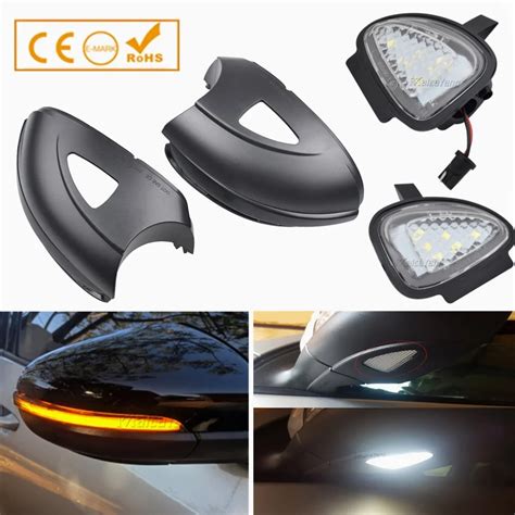 Led Dynamic Turn Signal Light Side Wing Rearview Mirror With Puddle