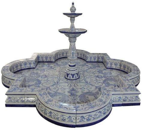 Casa Padrino Luxus Jugendstil Springbrunnen Wei Blau X X H