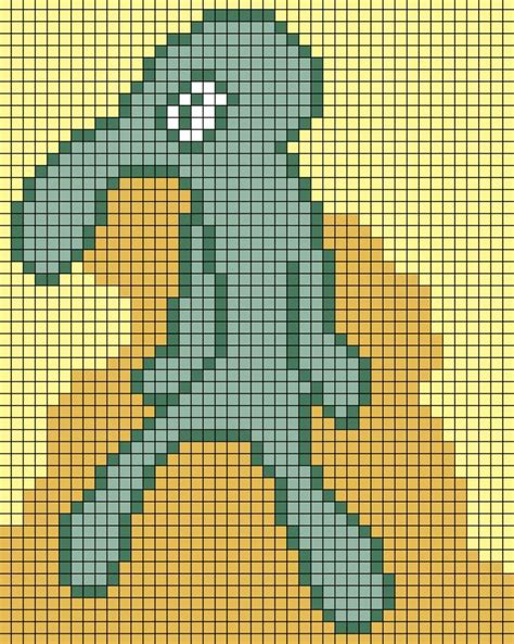 Squidward Art | Crochet tapestry, Tapestry crochet patterns, Pixel crochet