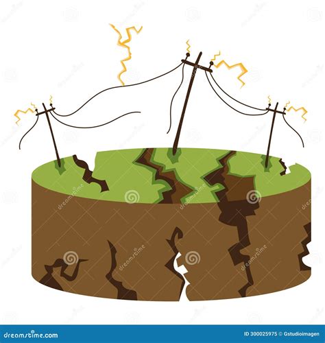 Earthquake Illustration With Destroyed Earth Stock Illustration