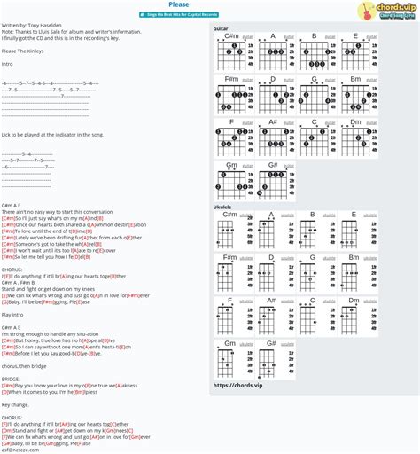 Chord Please The Kinleys Ronnie Milsap Tab Song Lyric Sheet