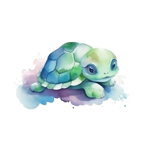 Premium AI Image | A watercolor painting of a turtle.