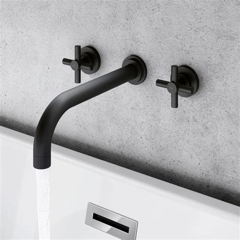 Austin Crosshead Black Wall Mounted Bath Filler Freestanding Bath