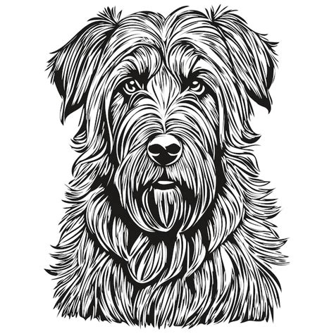 Briard Hund Vektor Gesicht Zeichnung Portr T Skizze Vintage Stil