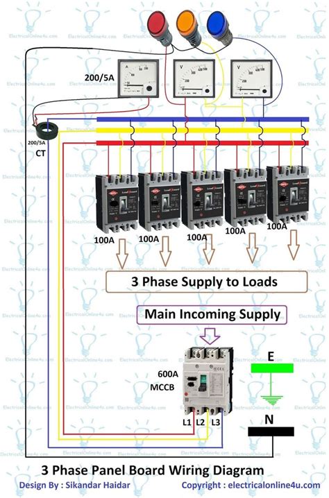 3 Phase Distribution Board Wiring Diagram Electrical Tutorials