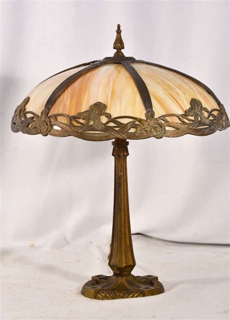 Victorian Bent Slag Glass Table Lamp At 1stdibs