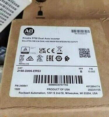 New Allen Bradley 2198 D006 ERS3 SER C Kinetix 5700 Dual Axis Module