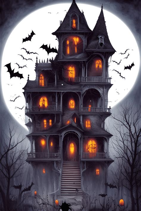 8k Halloween Background With Haunted House · Creative Fabrica