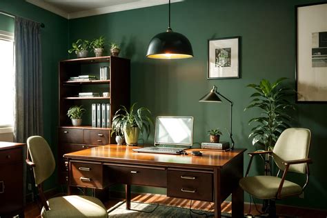 Retro-style (home office interior) with computer desk and office chair ...