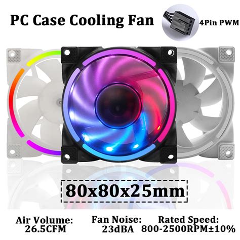 80mm Pc Computer Case Cooling Fan Low Noise Fluid Dynamic Bearing 4pin