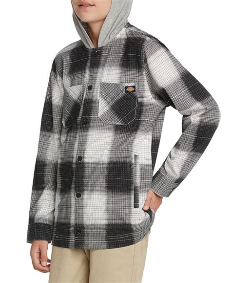 Dickies Big Boys Hooded Flannel Plaid Shacket With Jersey Hood Jacket And Reviews Coats