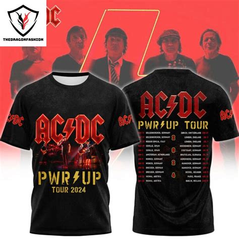 Ac Dc Pwr Up Tour 2024 Design Black 3d T Shirt Thedragonfashion