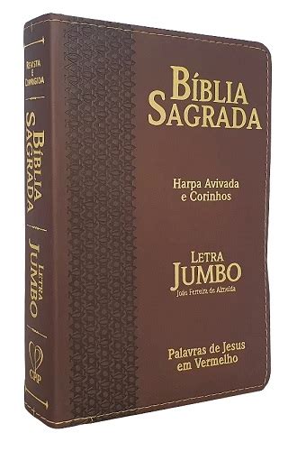 Bíblia Sagrada Letra Jumbo Capa PU Luxo Harpa Avivada e