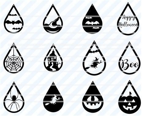 Halloween Earrings Svg Bundle Teardrop Earrings Svg Earring Etsy