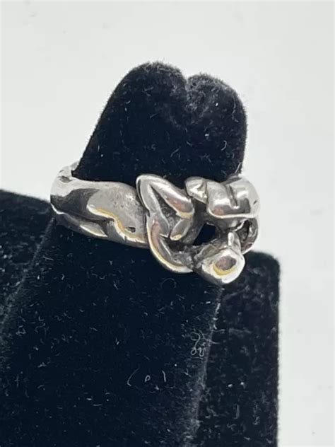 Vintage Sterling Silver Naked Couple Kissing Ring Size