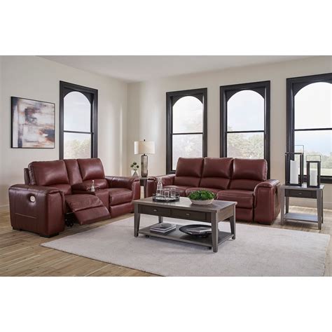 Signature Design By Ashley Alessandro U2550115 Contemporary Leather Match Power Reclining Sofa