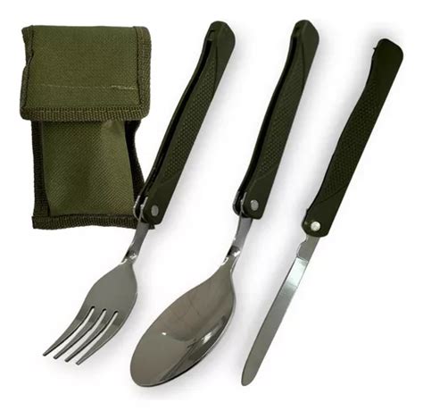 Set De Cubiertos Plegable Para Camping 3 En 1 Premium