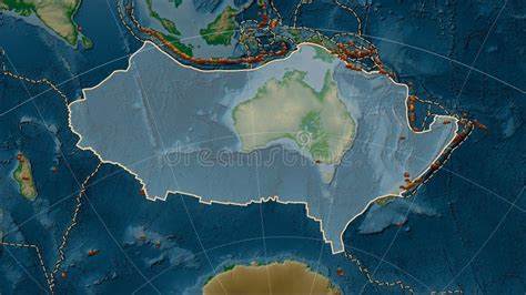 Volcanoes Around the Australian Plate. Physical Map Stock Illustration ...