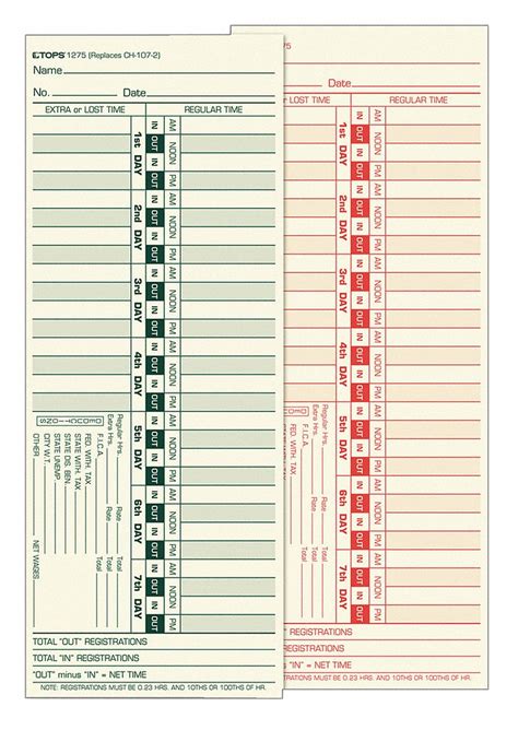 Time Card For Lathem Bi Weekly PK500 Grainger