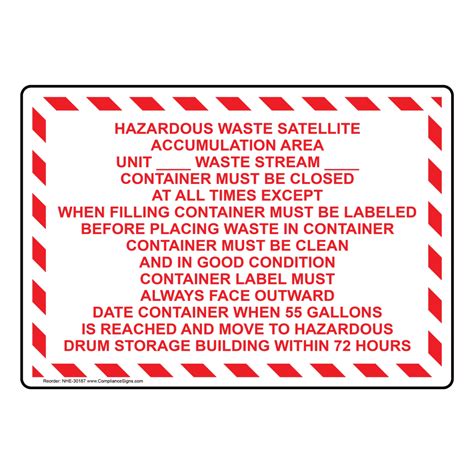 Hazmat Custom Sign Hazardous Waste Satellite Accumulation Area Unit