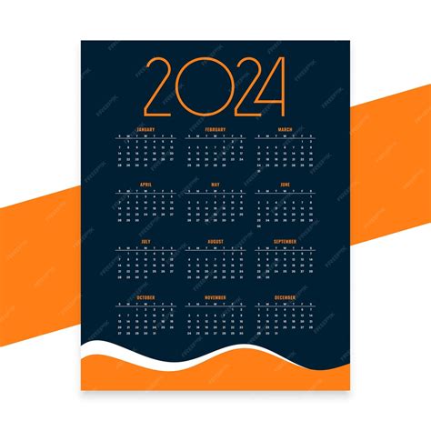 Mise En Page élégante Du Calendrier Annuel 2024 Pour Un Bureau De