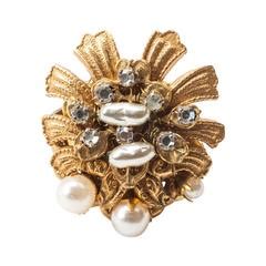 Miriam Haskell Pearl Cascade Ring at 1stDibs | miriam haskell rings