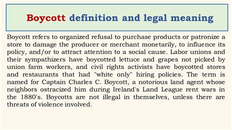 Boycott definition and legal meaning - YouTube