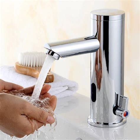 Luxury Basin Faucets Hot Cold Mixer Automatic Hand Touch Tap Hot Cold Mixer Battery Power Free