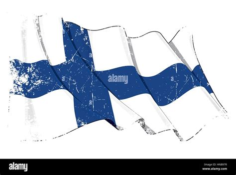 Grunge Vector Illustration Of A Waving Finish Flag All Elements Neatly Organized Texture