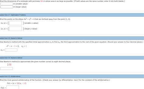 Solved Find The Dimensions Of A Rectangle With Perimeter Chegg