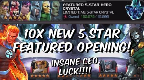 10x New 5 Star Featured Hero Crystal Opening Ceo Luck 1000000 Marvel Contest Of Champions