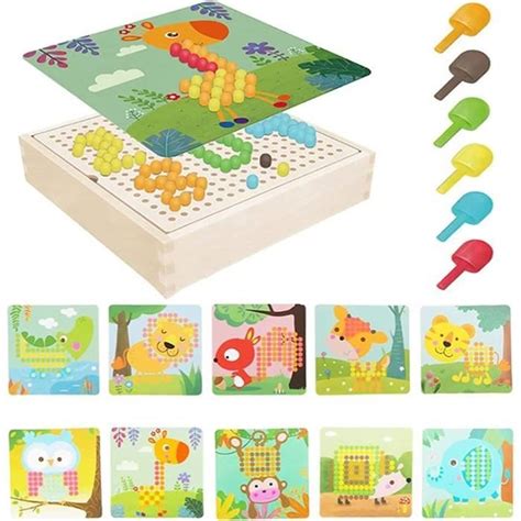 SunAurora Mosaïque Jeu à emboîter pour enfants Couleur assortie