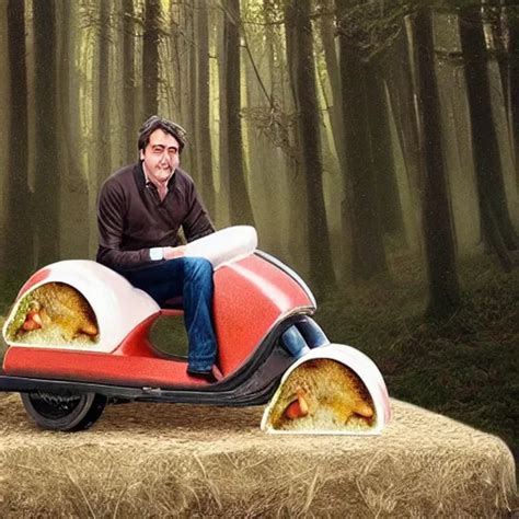 Richard Hammond Riding On A Hamster In A Mushroom Stable Diffusion