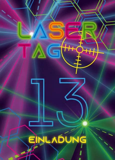 Einladungskarten Lasertag Einladung 13 Geburtstag Dreizehnte Kindergeburtstag Eur 6 30