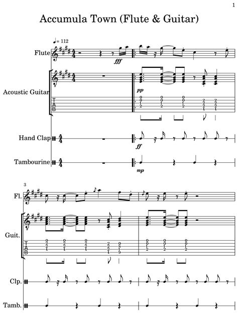 Accumula Town (Flute & Guitar) - Sheet music for Flute, Acoustic Guitar ...