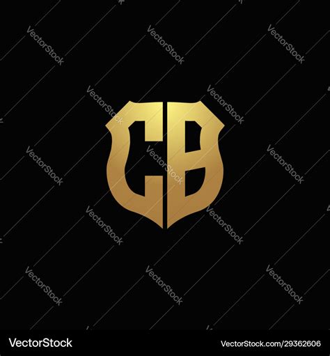 Cb logo monogram with gold colors and shield Vector Image