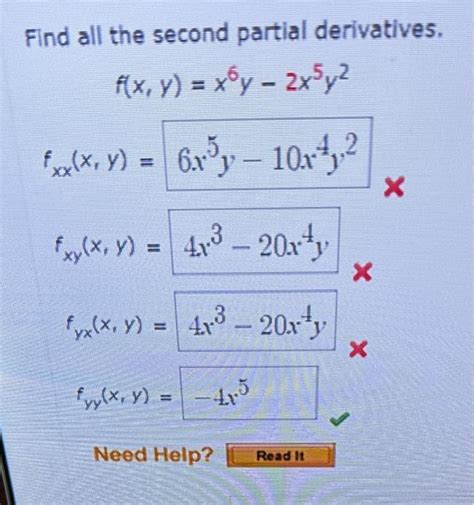 Solved Find All The Second Partial Derivatives