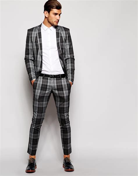 Selected Check Pant In Black For Men Lyst