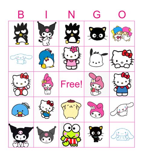 Hello Kitty And Friends Bingo Card