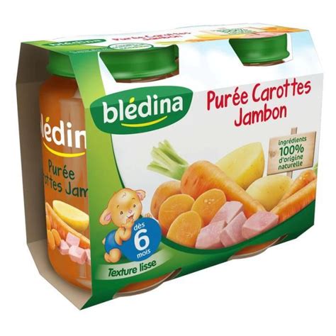 Blédina Purée carottes jambon 2 x 200 g dès 6 mois Comparer avec