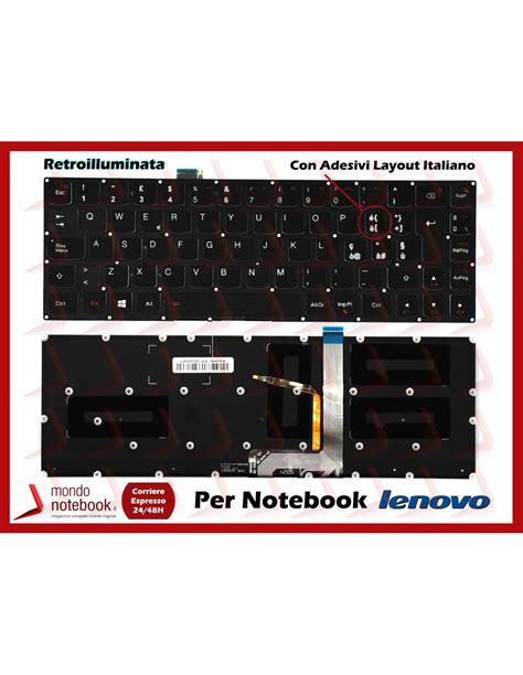 Tastiera Notebook Lenovo Yoga 3 PRO 1370 Retroilluminata Con ADESIVI