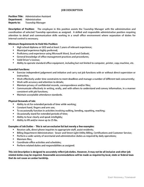 Administrative Assistant Job Opening East Rockhill Township Bridgeton Township Bucks