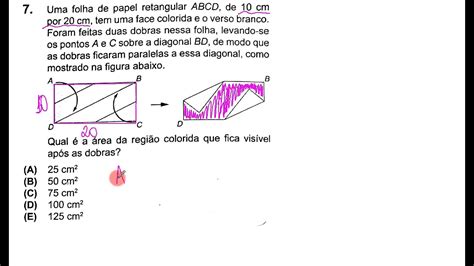 OBMEP 2022 Nível II Questão 07 Uma folha de papel retangular ABCD