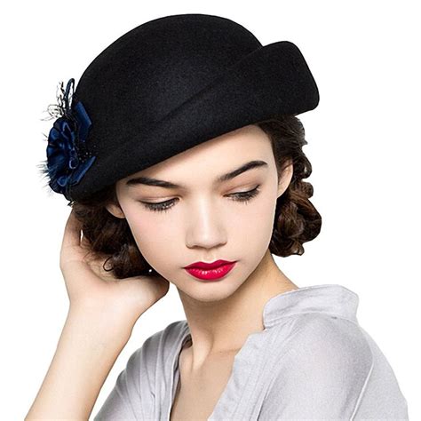 Womens Lace Flower Wool Beret Cap Black Cs12mcifwi9 Hats For