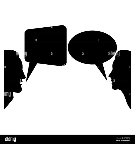 Dialog Between Man And Woman With Speech Bubbles Black Silhouettes Of