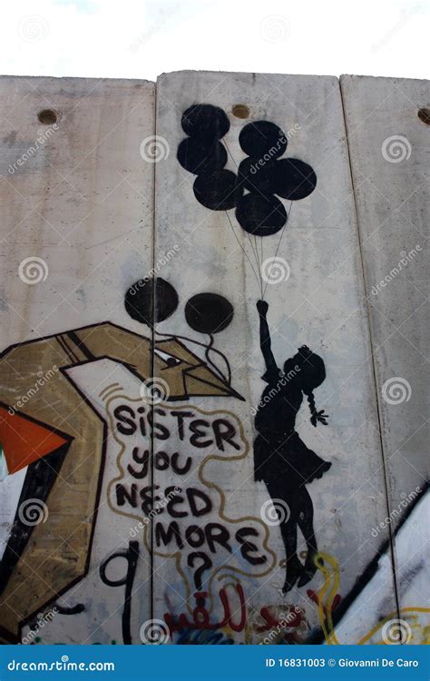 Banksy Graffiti on Palestine Wall Editorial Stock Photo - Image of gaza ...