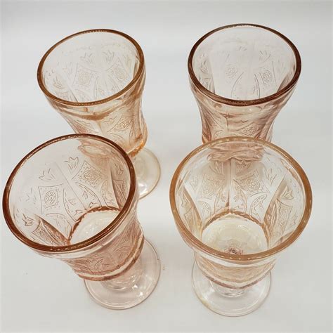 Indiana Glass Set Of 4 Pink Recollection Water Goblets Read Ebay