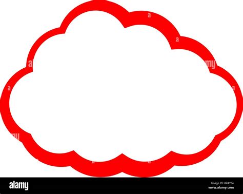 Cloud Symbol Icon Red Simple Outline Isolated Vector Illustration