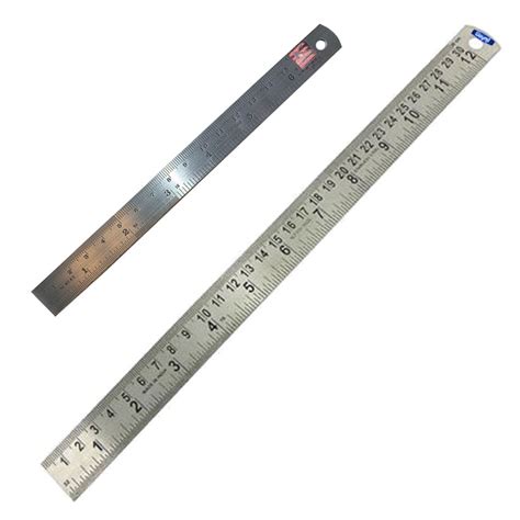 12 And 6 Ruler Set Stainless Steel Metal Straight Ruler Scale Double